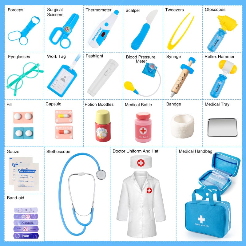 XZZO Doctor Kit for Kids  36 Pcs Kids Doctor Play Set kit for Toddlers 3-5 with Medical Storage Bag & Real Stethoscope  Medical Kits Doctor Toys  Fun Doctor Role Playing Game Gift for Kids Toddlers - Image 4